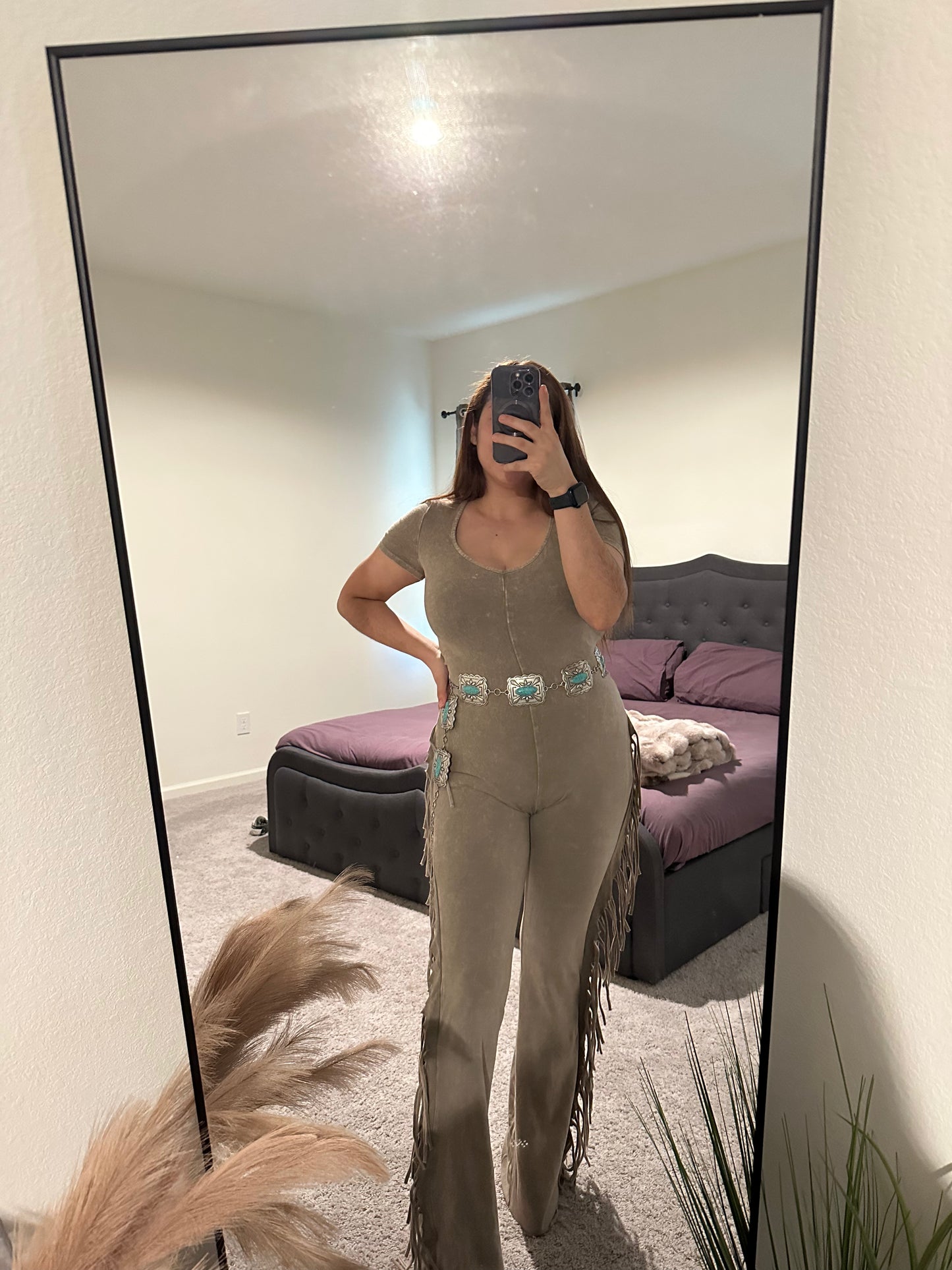 TAUPE - Fringe Detail Jumpsuit