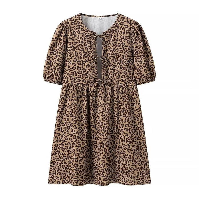 Leopard Bow Tie Front Dress