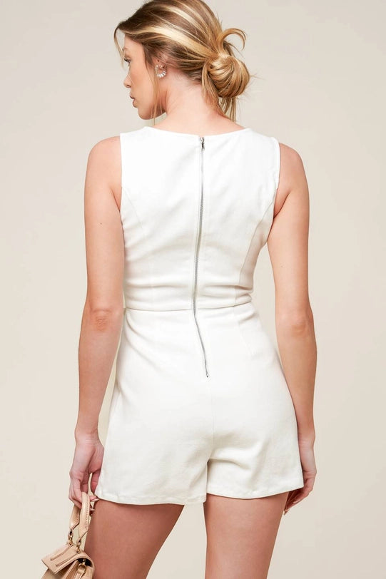 A Solid Woven Skort Romper