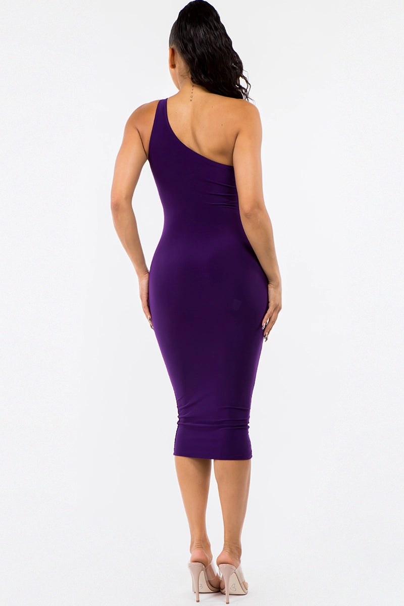 Cut Out One Shoulder Midi Dress