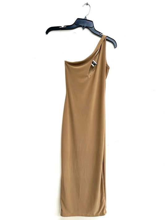Cut Out One Shoulder Midi Dress-BEIGE