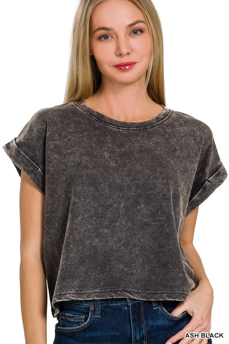 Washed Premium Cotton Top Collection ASH BLACK